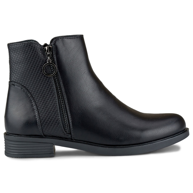 Naisten mustat litteät saappaat eko-nahasta