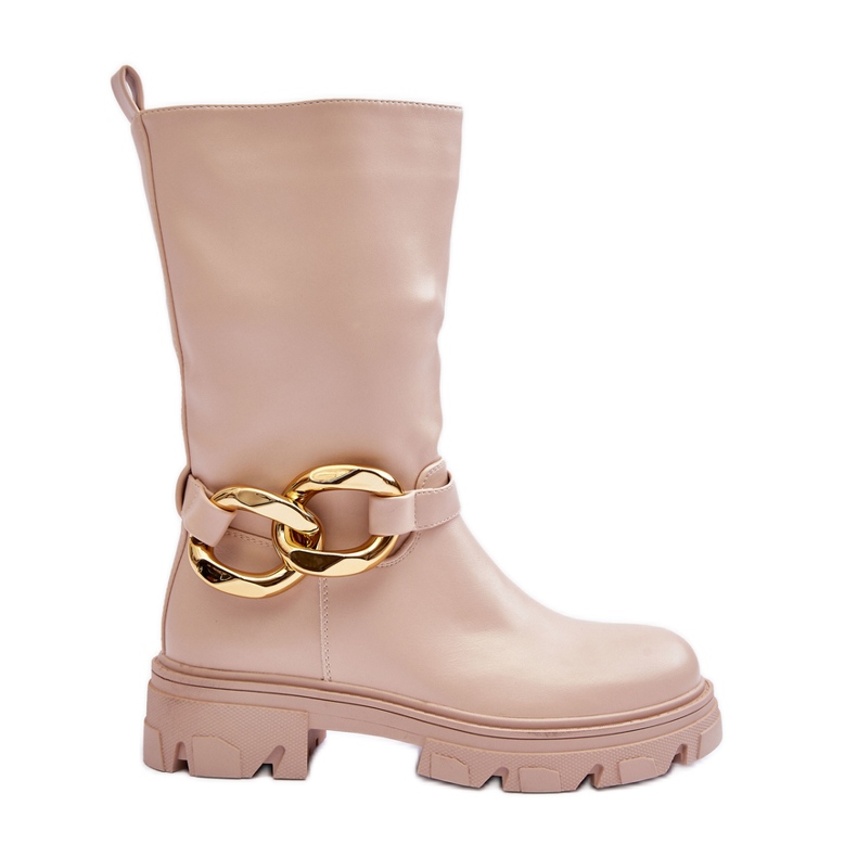 Nahkaiset tasakorkoiset Beige Diominna