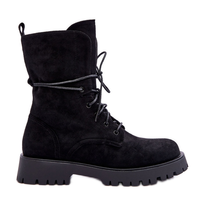 Suede tasakorkoiset Worker Boots Black Jence musta