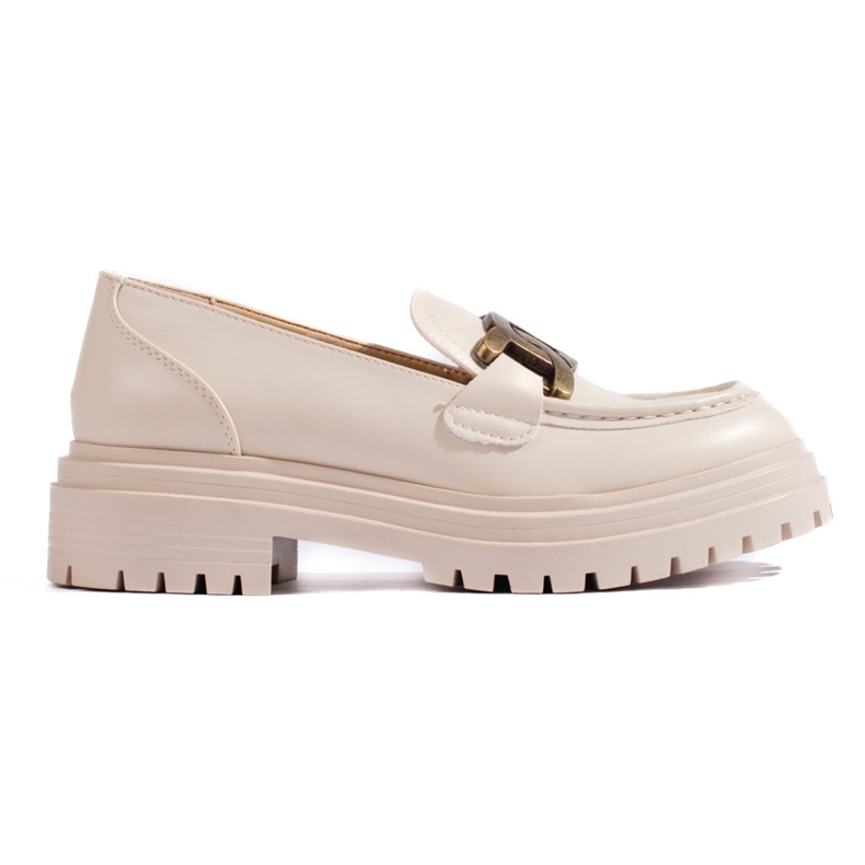 Beiget naisten mokasiinit paksulla Shelovet-tasolla