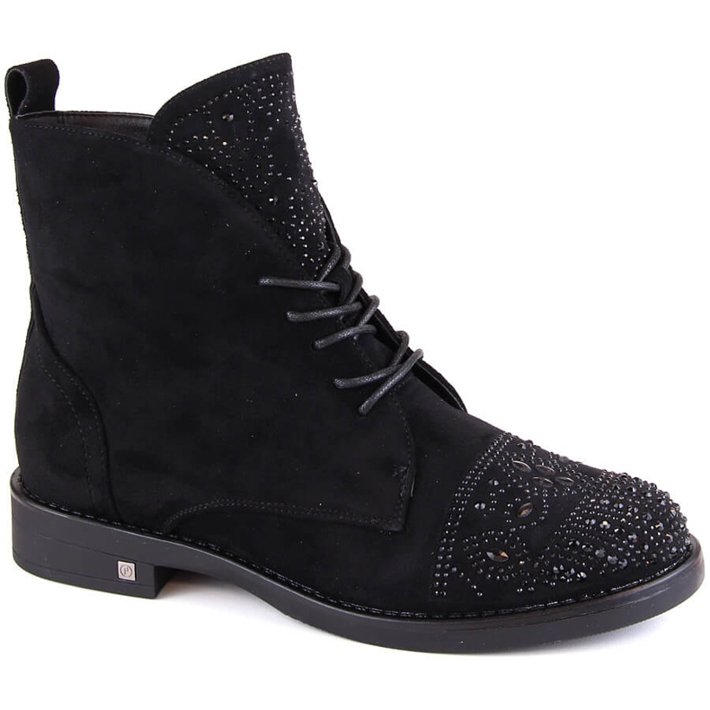 Naisten saappaat zirkoneilla, musta Potocki SZ12178