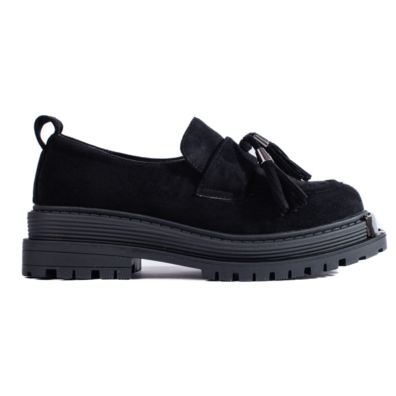 Shelovetin mustat mokkanahkaiset tupsut