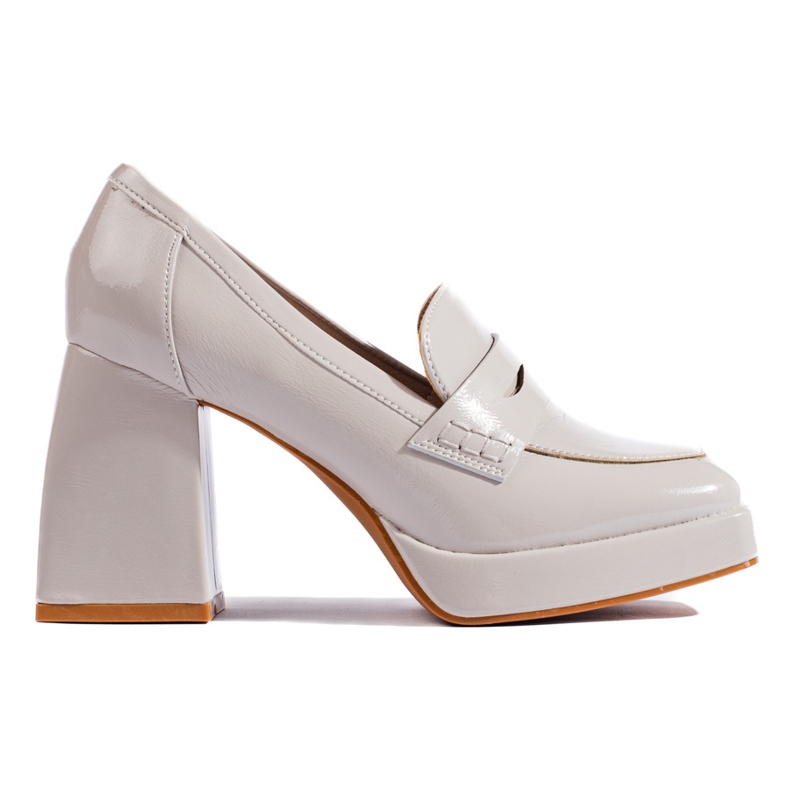 Shelovet kiiltonahkaiset korkokengät vaaleanharmaat