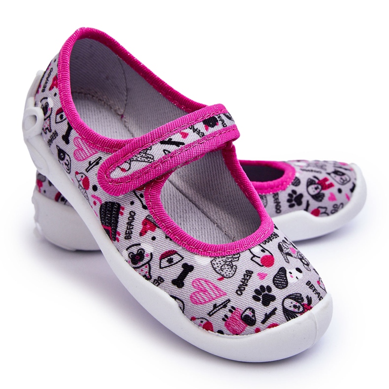 BEFADO S.A. Befado lasten ballerinatossut 114X521 harmaa ja pinkki vaaleanpunainen