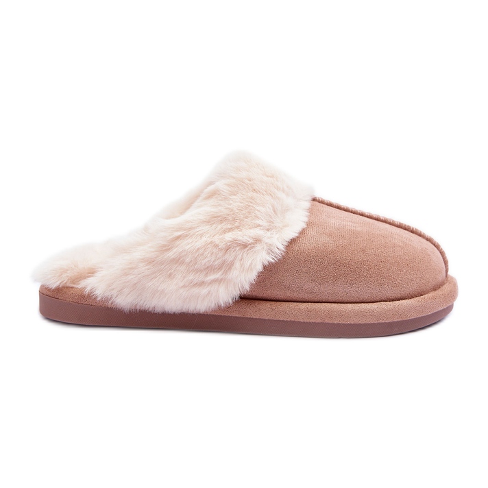 FB3 Naisten beigenväriset vaaleanpunaiset tossut turkisella