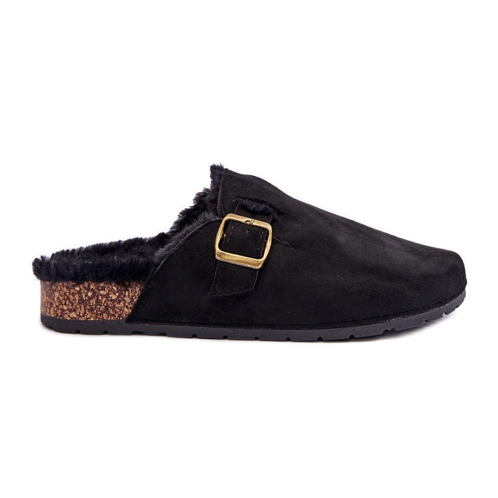 FB2 Naisten mokkanahkaiset varvastossut, joissa on turkista musta Haidamia