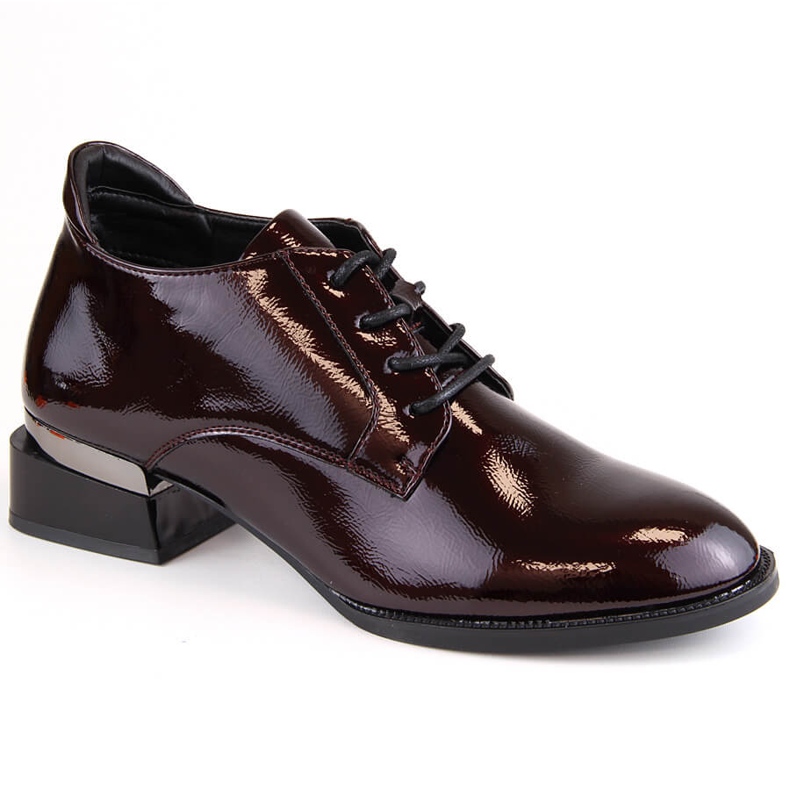 Vinceza Naisten viininpunaiset patentoidut nauhakengät korkokengillä punainen