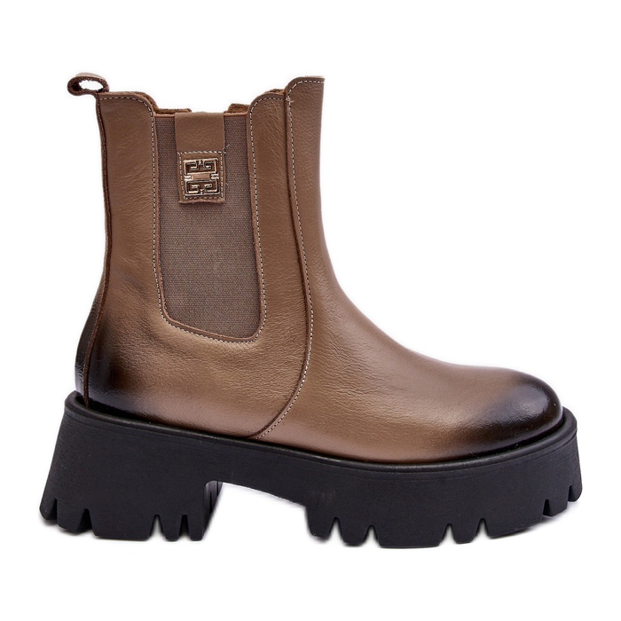 Nahkaiset Chelsea-saappaat massiivisella alustalla, beige Lemar Lisencca