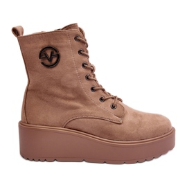 Vinceza Beige mokkanahka työntekijän nilkkurit massiivisella alustalla. beige Lavica