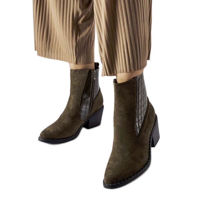 Vihreät ekologiset mokkanahkanilkkurit matalakorkoisella Sovere