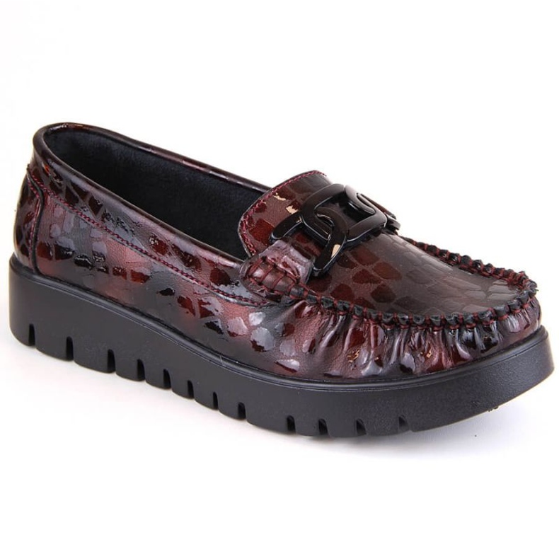 Nahkaiset loaferit Filippo W -alustalla PAW314E viininpunaisella alustalla punainen