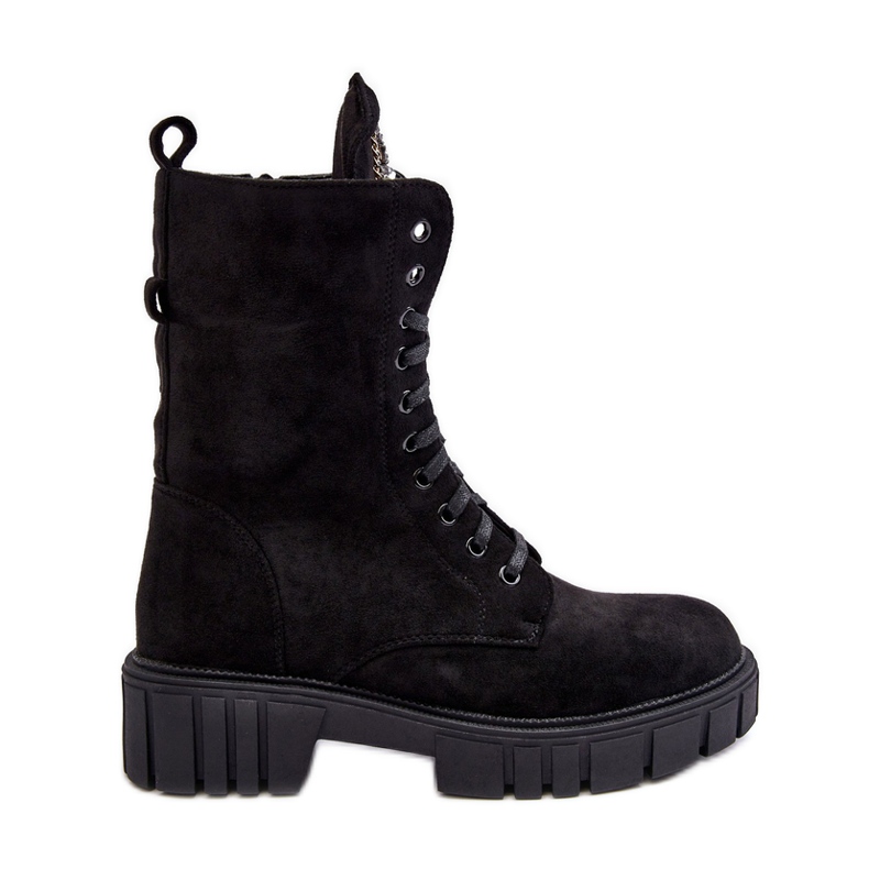 Mokkanahkaiset Worker-nilkkurit, joissa on koruja, musta Marx