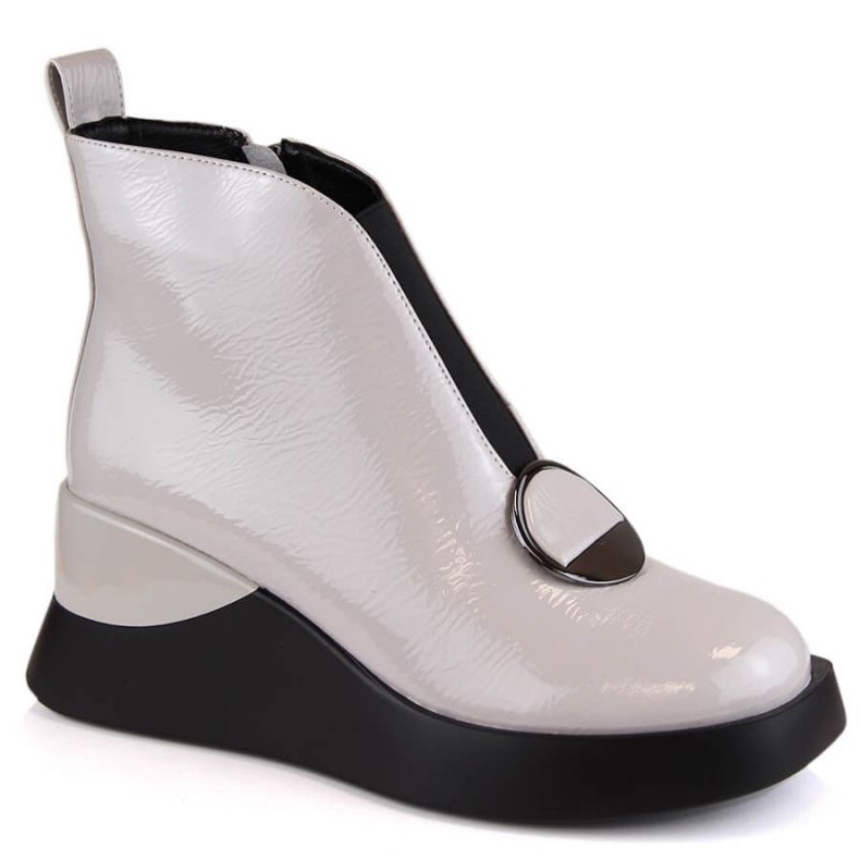 D&amp;A S.Barski Premium Collection W OLI228B harmaat kiila saappaat