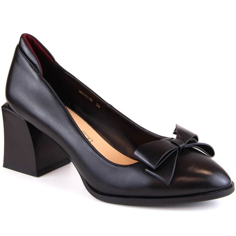 D&amp;A S.Barski Premium Collection W OLI229A mustat korkokengät rusetilla