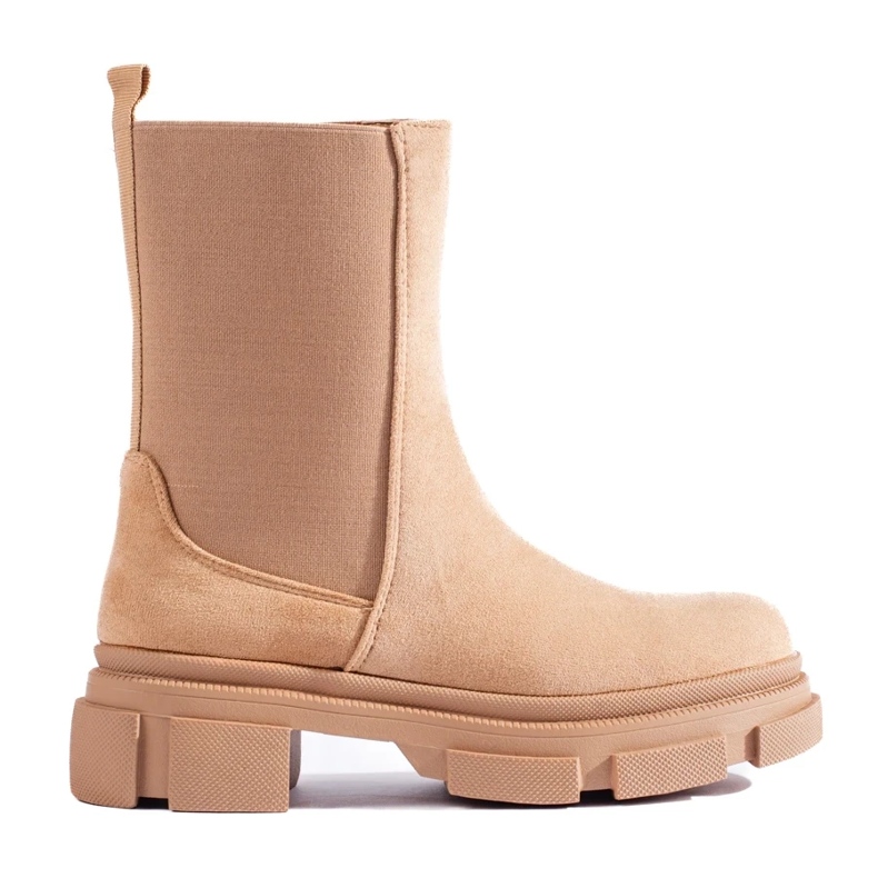 Beige mokkanahka Shelovet korkeat Chelsea-saappaat