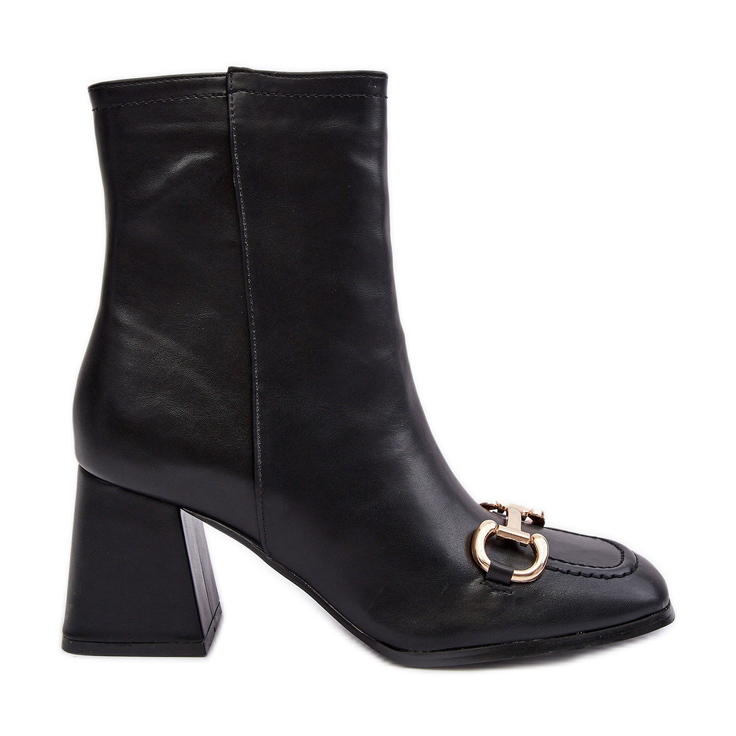 PH2 Nahkaiset korkeakorkoiset nilkkurit, joissa koristelu, musta pamelinta