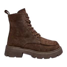 PS1 Mokkanahkaeristetyt Trapper-nilkkurit tasaisella kantapäällä, tummanvihreä Zikey