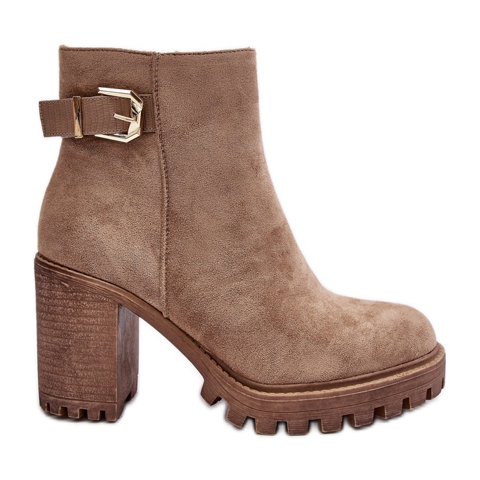 PS1 Mokkanahkaiset naisten nilkkurit beigellä Menoria-koristeella