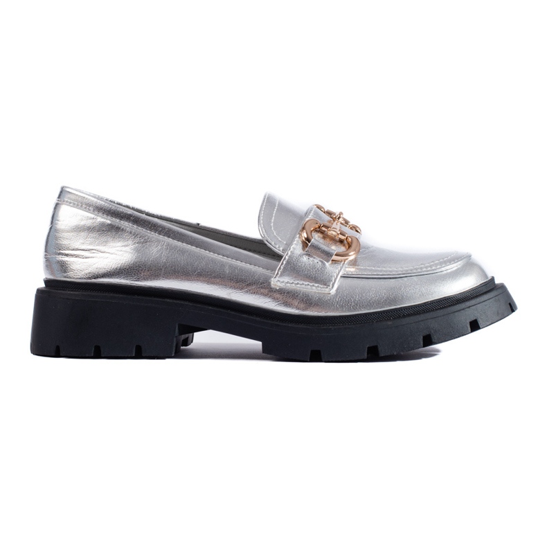 Shelovet hopeiset mokasiinit paksulla pohjalla hopea