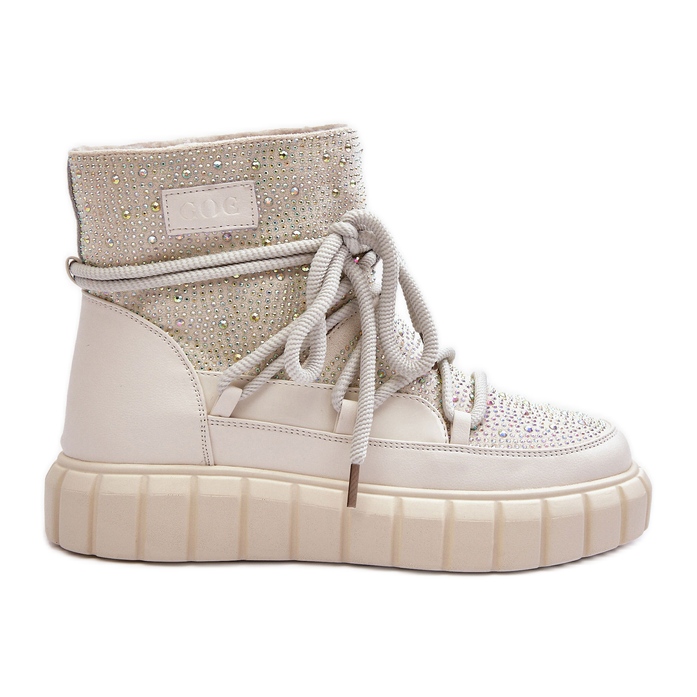 Eristetyt lumisaappaat, jotka on koristeltu tekojalokivillä GOE MM2N4081 Beige