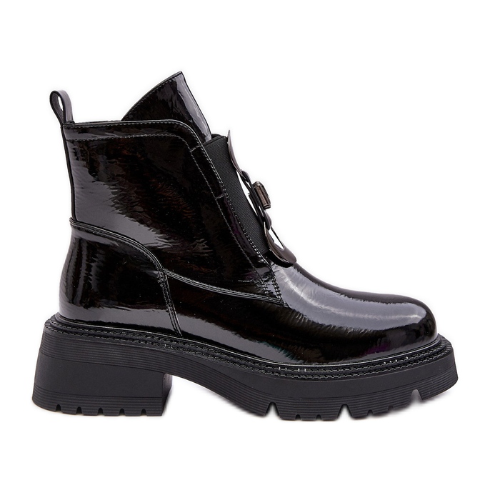 Patenttikoristeiset naisten saappaat, musta S.Barski MR870-53