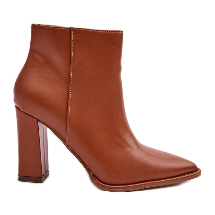 WS1 Naisten nahkaiset nilkkurit korkeakorkoisessa ruskeassa Saitanassa