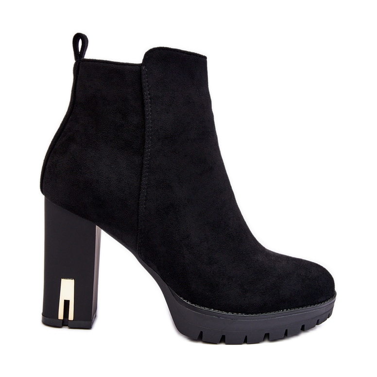 Mokkanahkaiset klassiset korkeakorkoiset nilkkurit, musta Amy