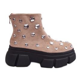 S.Barski Mokkaeristetyt saappaat kristalleilla D&amp;A MR870-83 beige