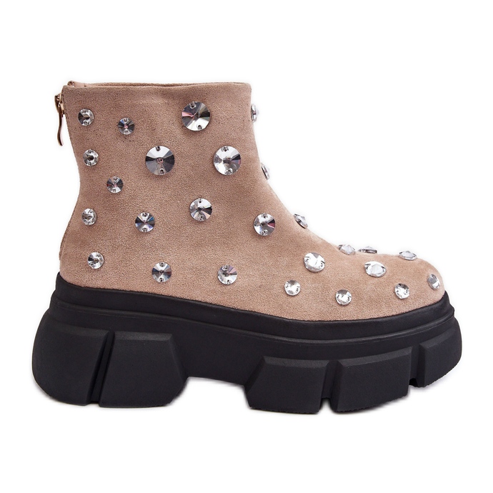 S.Barski Mokkaeristetyt saappaat kristalleilla D&amp;A MR870-83 beige