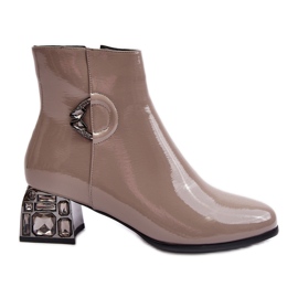 S.Barski Patentoidut naisten nilkkurit koristeellisilla korkokengillä D&amp;A MR870-93 harmaa beige