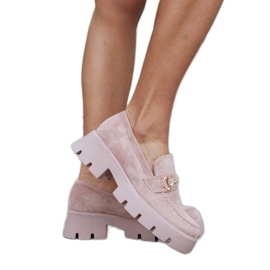 Gaiolan vaaleanpunaiset mokasiinit soljella ja strassilla vaaleanpunainen