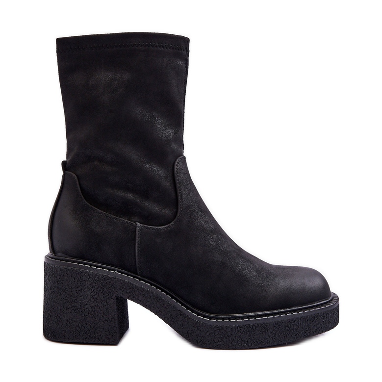 Sergio Leone Naisten saappaat paksuilla koroilla, musta Tozanna