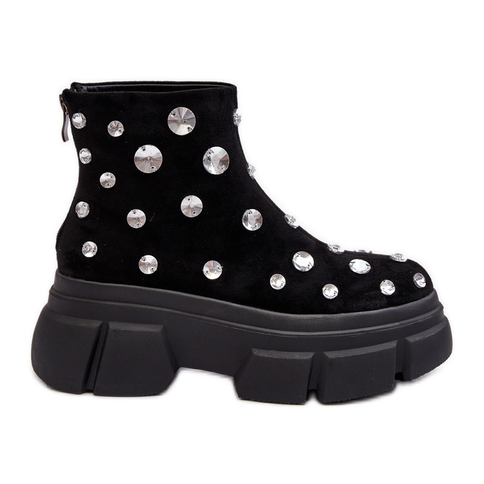 S.Barski Mokkaeristetyt saappaat kristalleilla D&amp;A MR870-83 musta