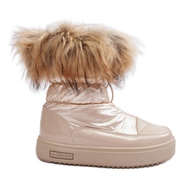 Naisten lumisaappaat turkilla beige Big Star MM274380