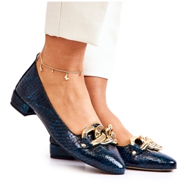 Alberto Violli Patenttinahkaiset Snake Ballerina -kengät ketjulla, vihreä