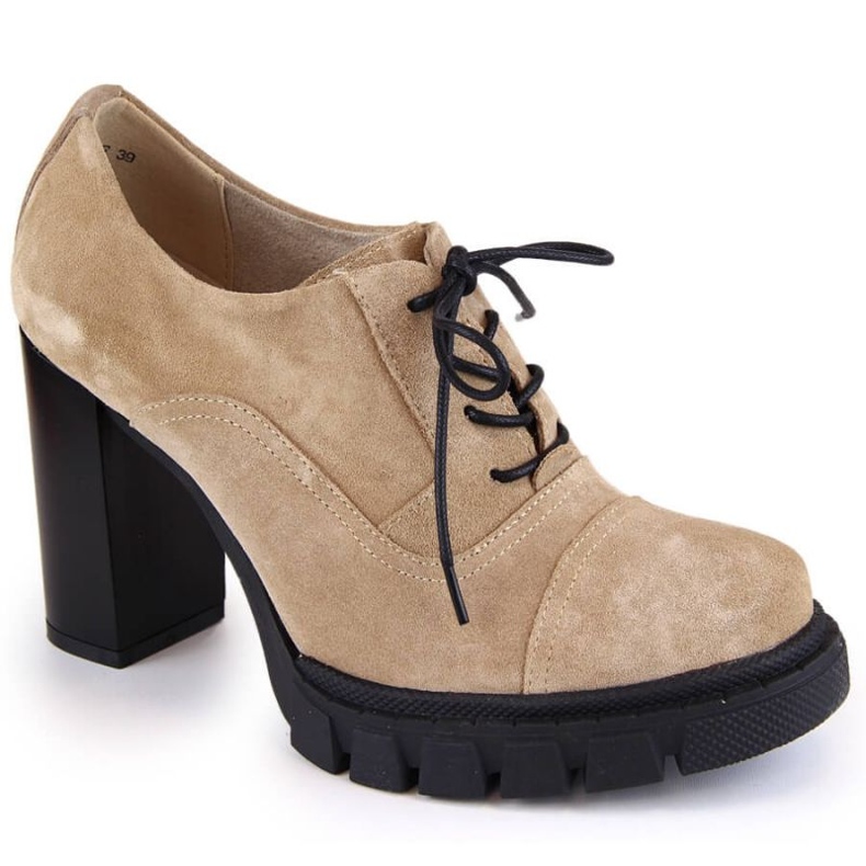 Filippo W PAW473B beigenväriset nahkakengät korkealla korolla ja alustalla