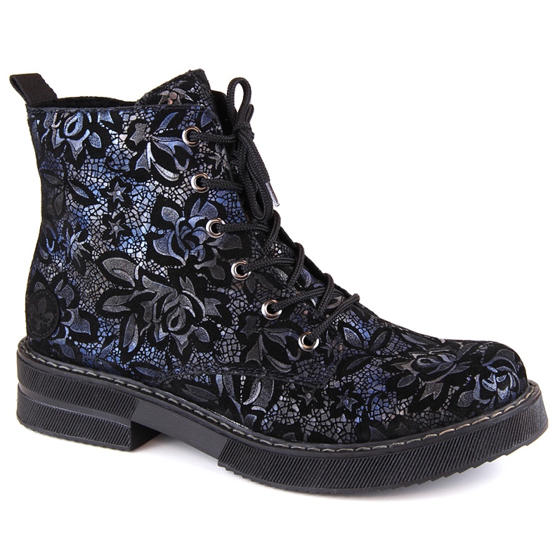 Mukavat naisten nahkasaappaat, eristetty, monivärinen, Rieker 72010-14