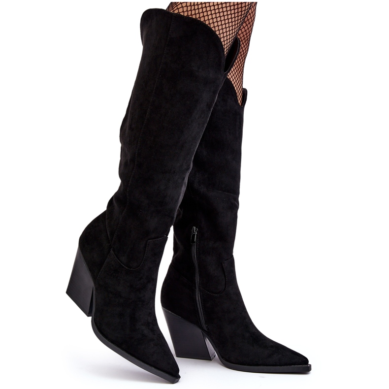 Muodikkaat Delian mustat mokkanahkaiset cowboysaappaat