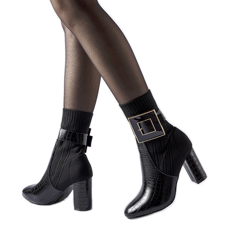 Enrice mustat eläinkuvioiset sukkasaappaat