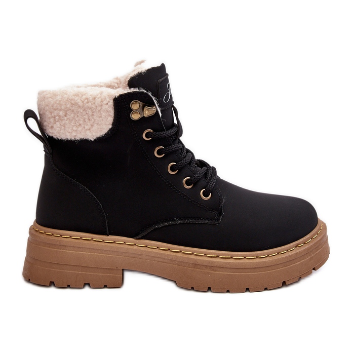 Naisten nahkasaappaat lampaannahalla, musta Lynnvia