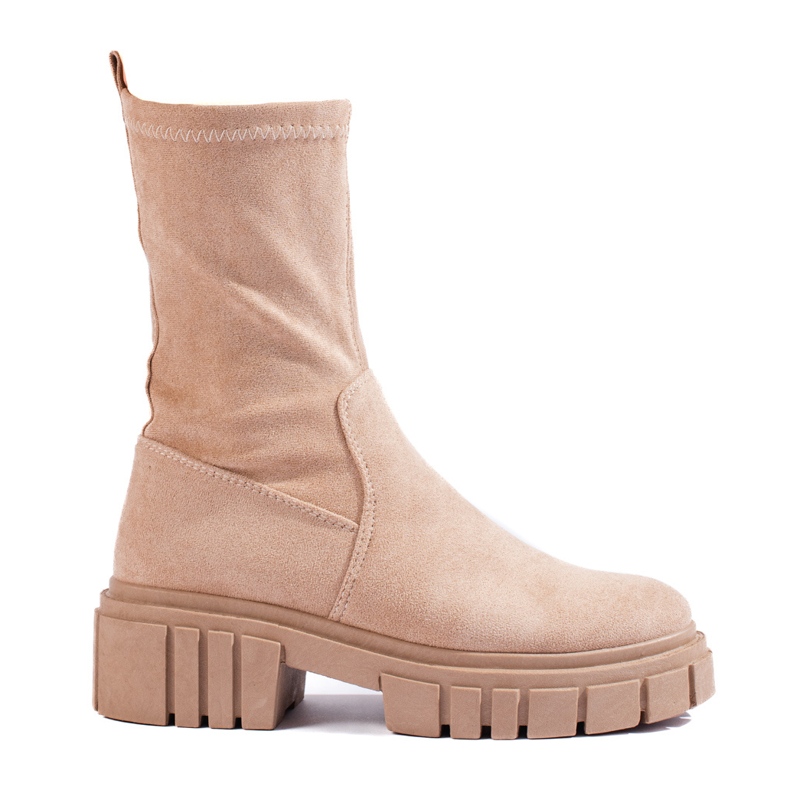 Shelovet beigenväriset korkeat mokkanahkaiset naisten nilkkurit