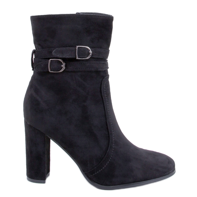 Dianes Mustat mokkanahkaiset korkeakorkoiset nilkkurit