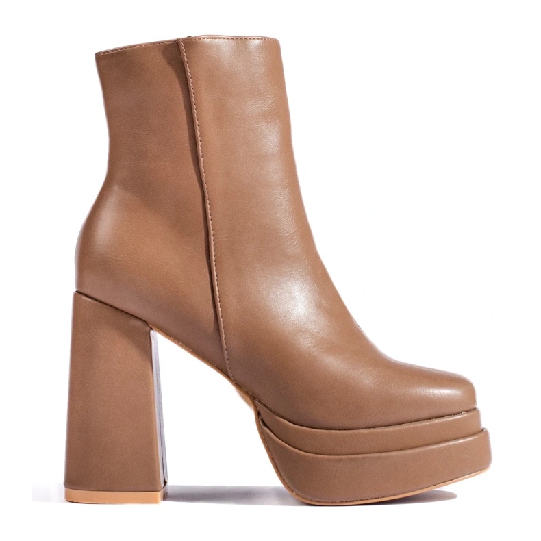 SHELOVET Tumman beigenväriset korkeakorkoiset nilkkurit ruskea