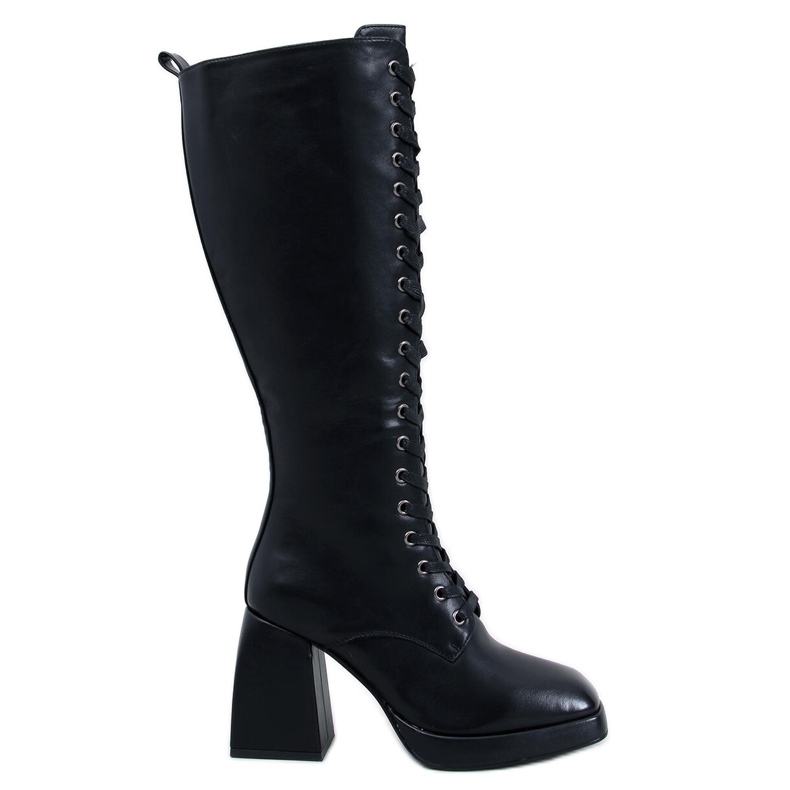 Wednesday Mustat nauhakengät leveällä kantapäällä