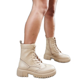 Beiget saappaat, joissa on Nicla-ompeleet musta