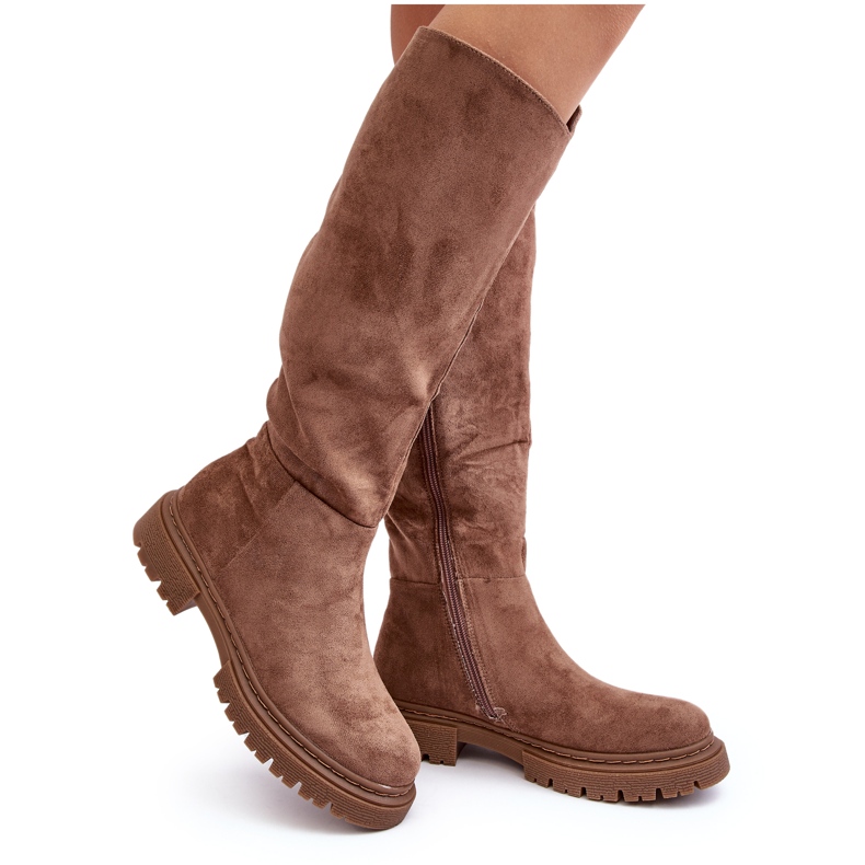 Heliofan ruskeat eristetyt naisten ylipolven saappaat