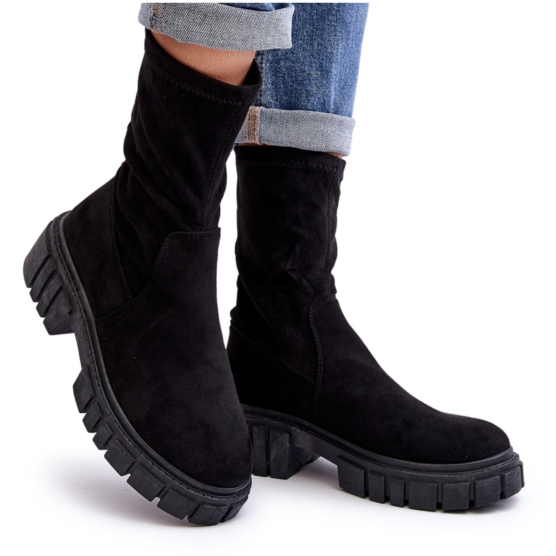 Workers Slip-On -saappaat tasakorkoisilla Musta Divella