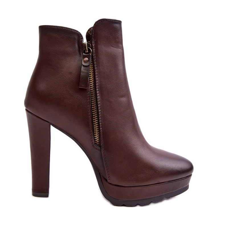 Ruskeat Inezma korkeakorkoiset nilkkurit vetoketjuilla