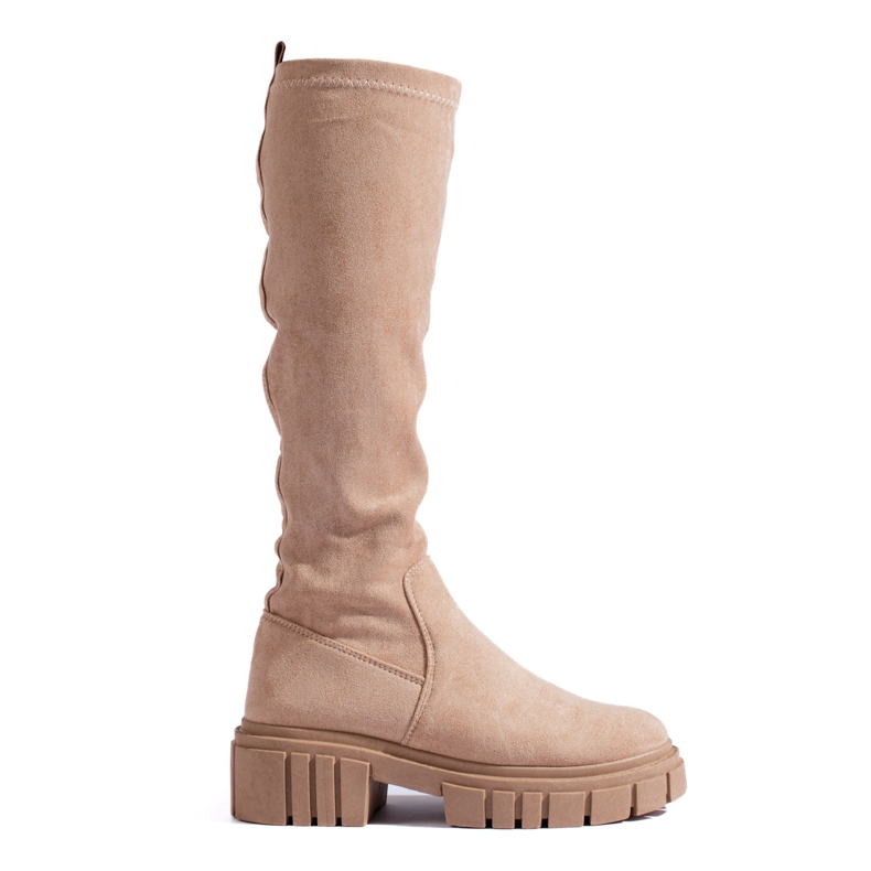 Shelovetin beigeniset mokkanahkaiset slip-on saappaat