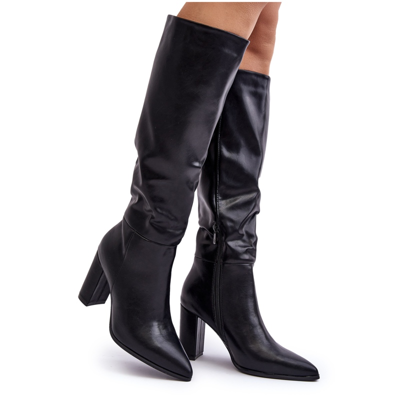 Naisten polvisaappaat korkeakorkoisella mustalla Fiminnalla